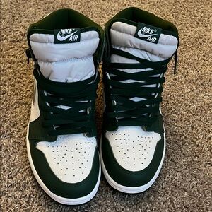 Nike Air Jordan Green and White Athletic Shoes